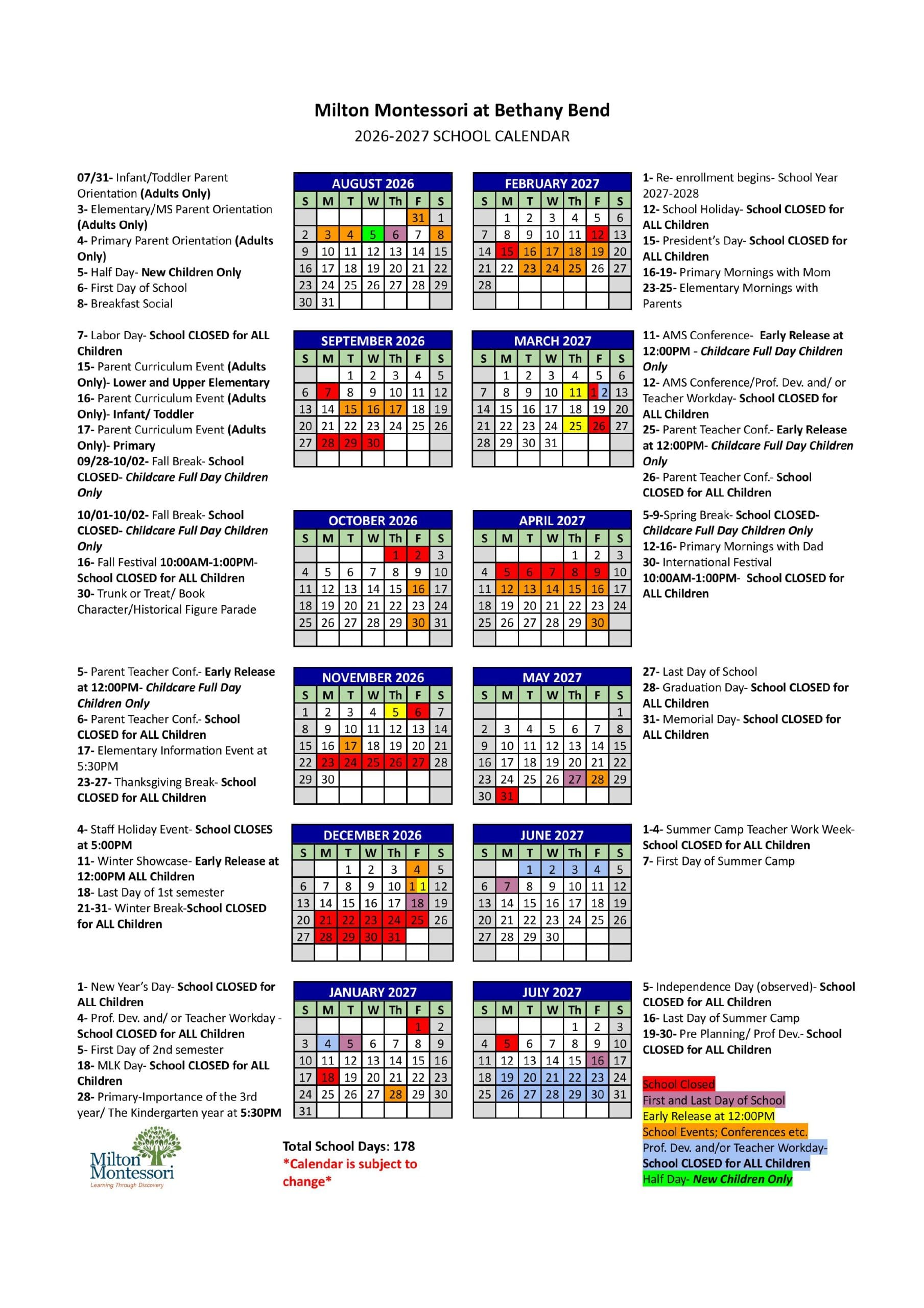 MMS 2026-2027 Calendar