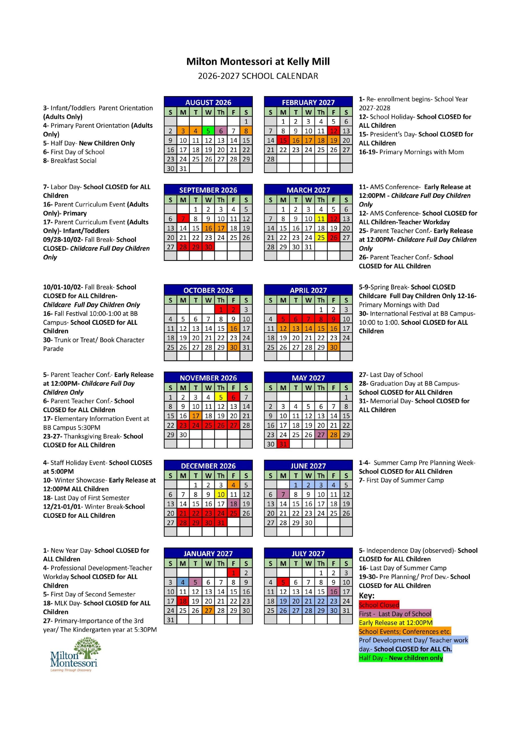 MMS 2026-2027 Calendar